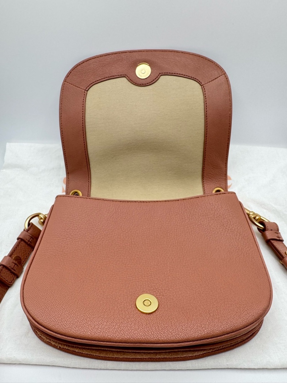 See By Chloé Hana Crossbody Bag Blush Pink Leather Suede Ring Hardware Dust Bag - Picture 5 of 10